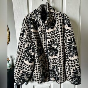 Cider Black and Cream Floral Teddy Jacket - XL